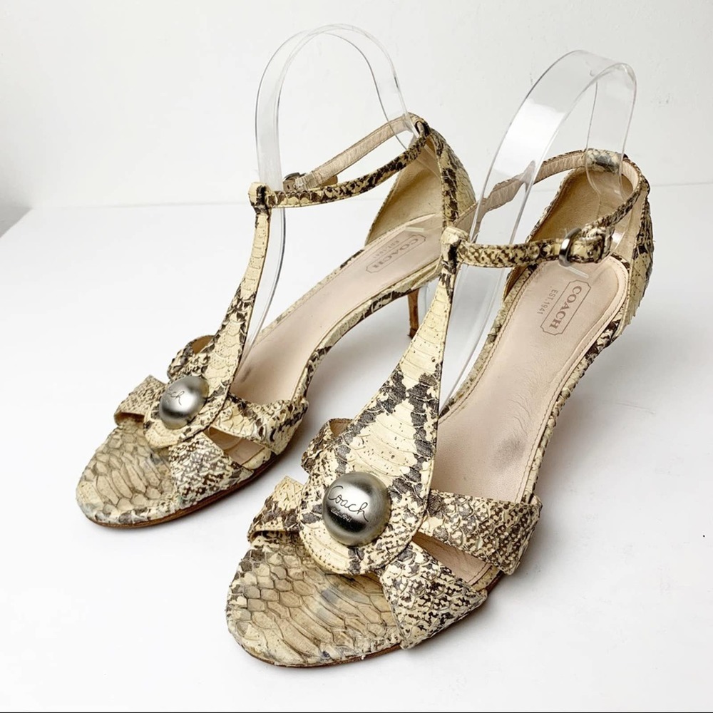 Coach Python Print Snakeskin Heels Sz 8.5 - image 2